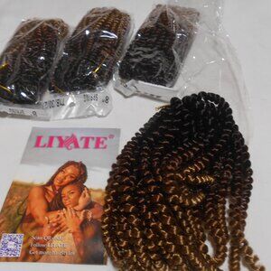 NEW BUNDLE LOT 4 PIECES LIYATE SYNTHETIC CURLY HAIR EXTENSIONS 8" EACH 👩